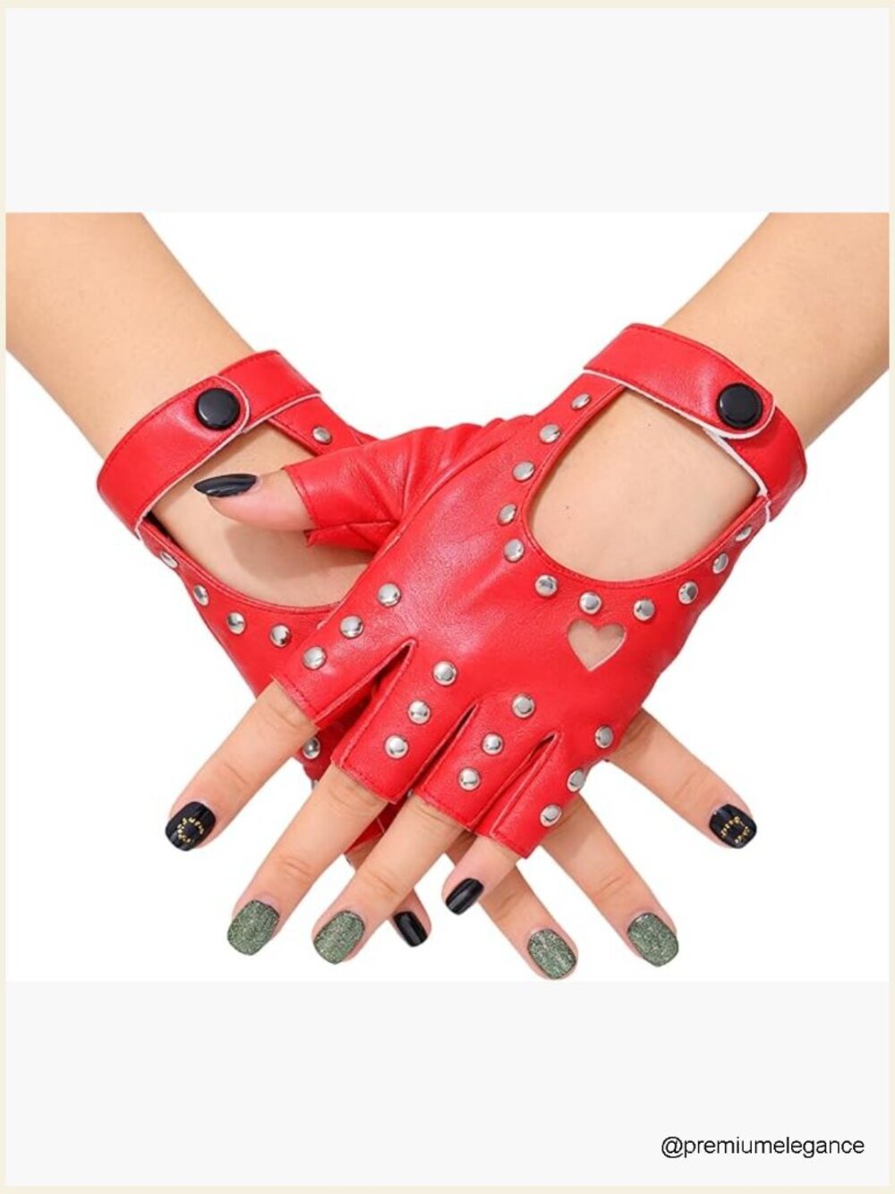 Faux Leather Fingerless Gloves for Women Punk Motorcycle Driving Gloves